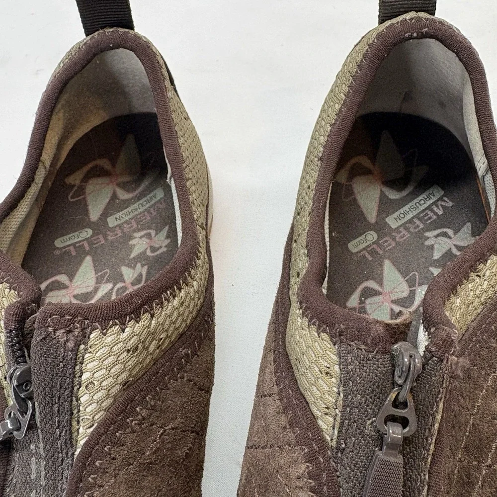 Merrell Lorelei Minimalist Brown Suede Performance Zip Shoes Size 8